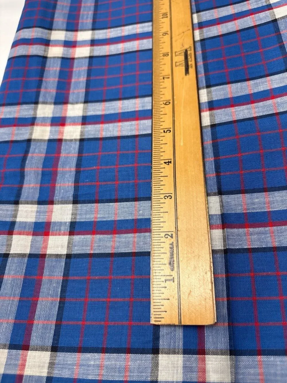Blue Plaid Cotton Fabric 1/2 yard x 36
